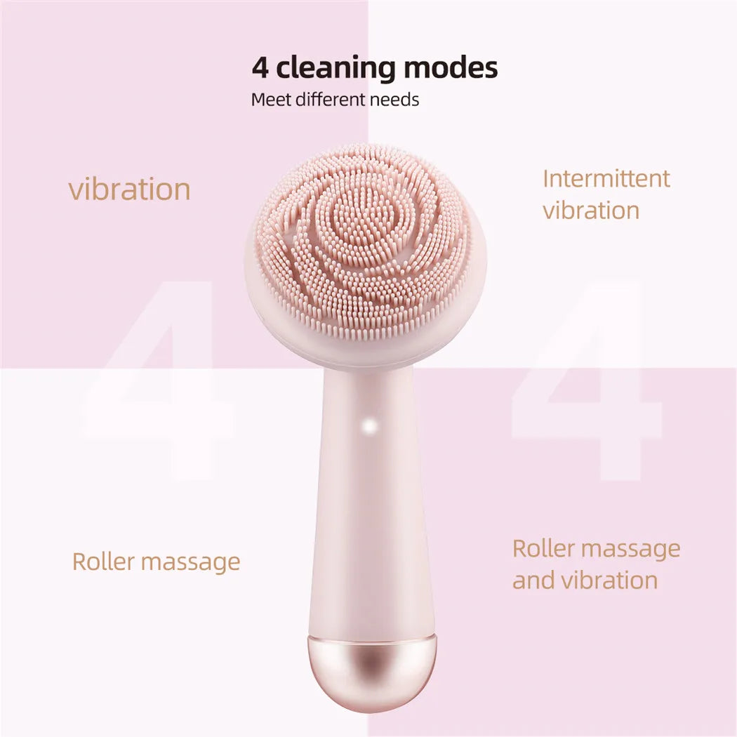 Electric Silicone Facial Brush Cleaner Vibration Roller