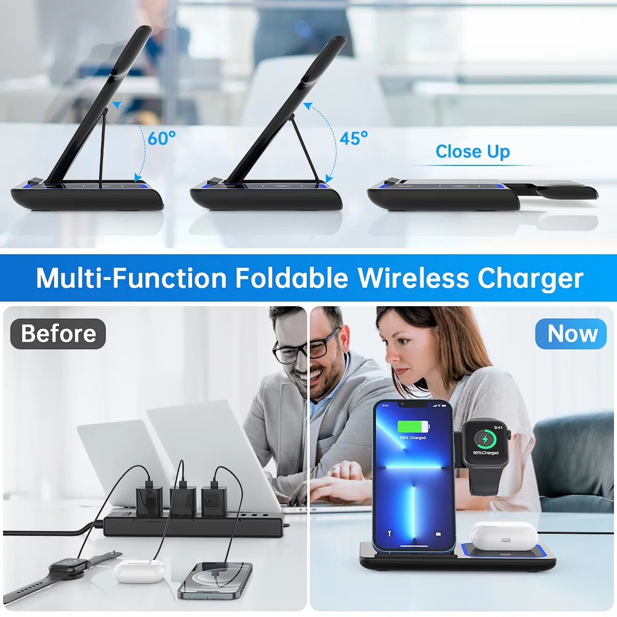3 in 1 Wireless Charger, 18W Fast Charging Station for Iphone 15/14/13/12 /11/Pro Max/12 Pro