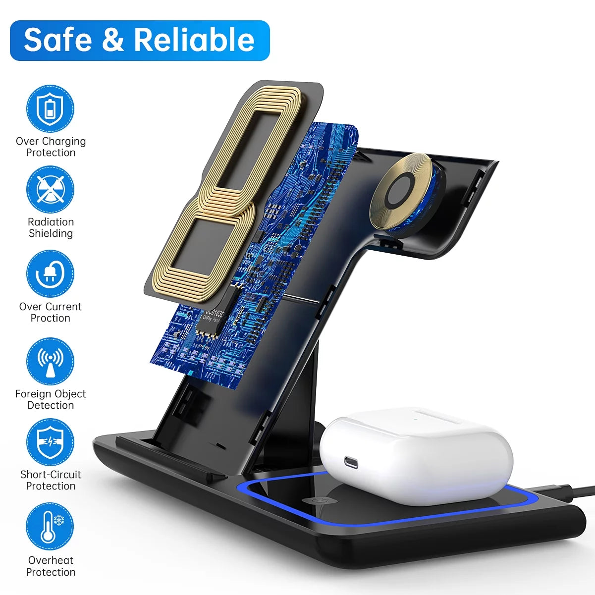 3 in 1 Wireless Charger, 18W Fast Charging Station for Iphone 15/14/13/12 /11/Pro Max/12 Pro