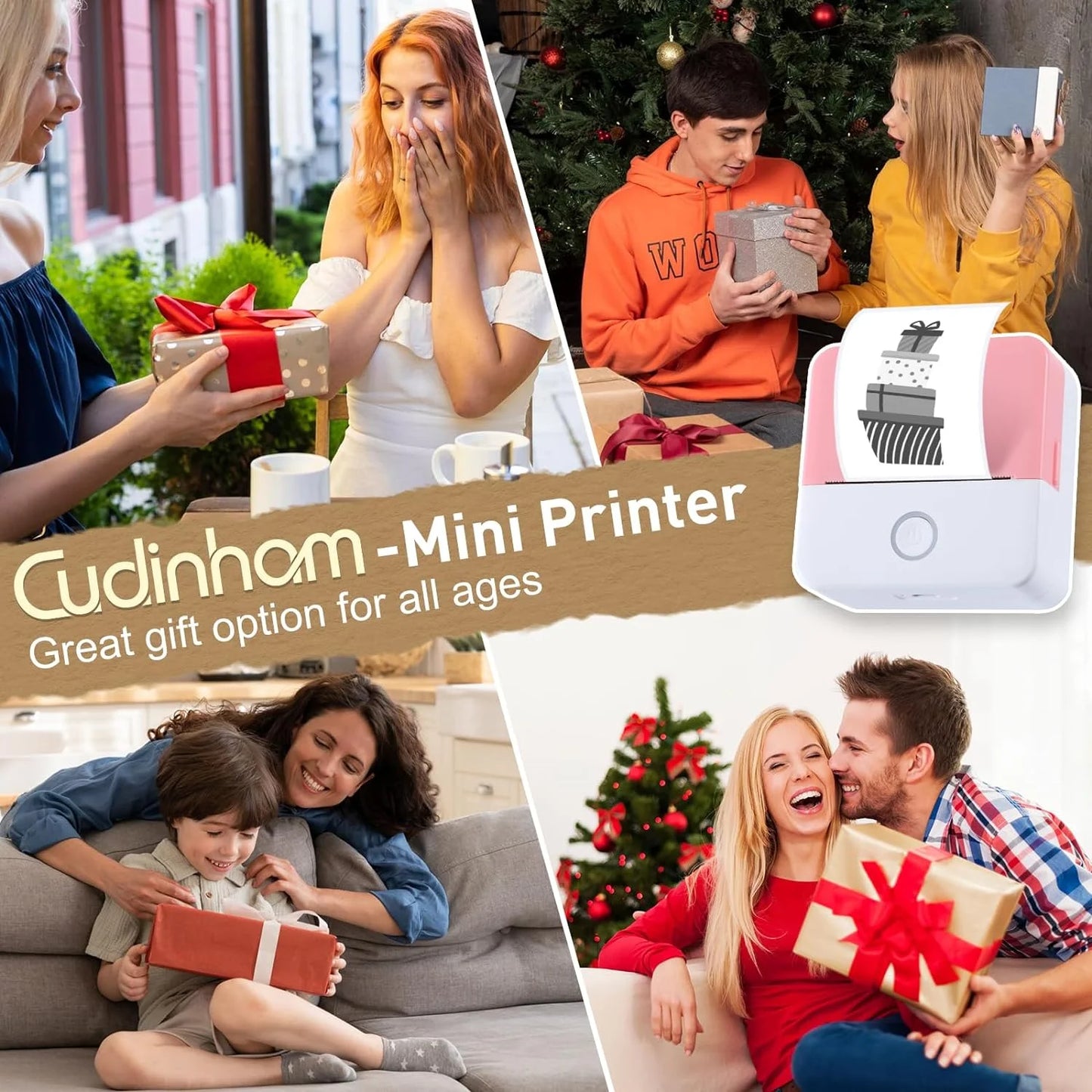 Thermal Mini Printer, Portable Inkless Sticker Maker, Bluetooth Printer
