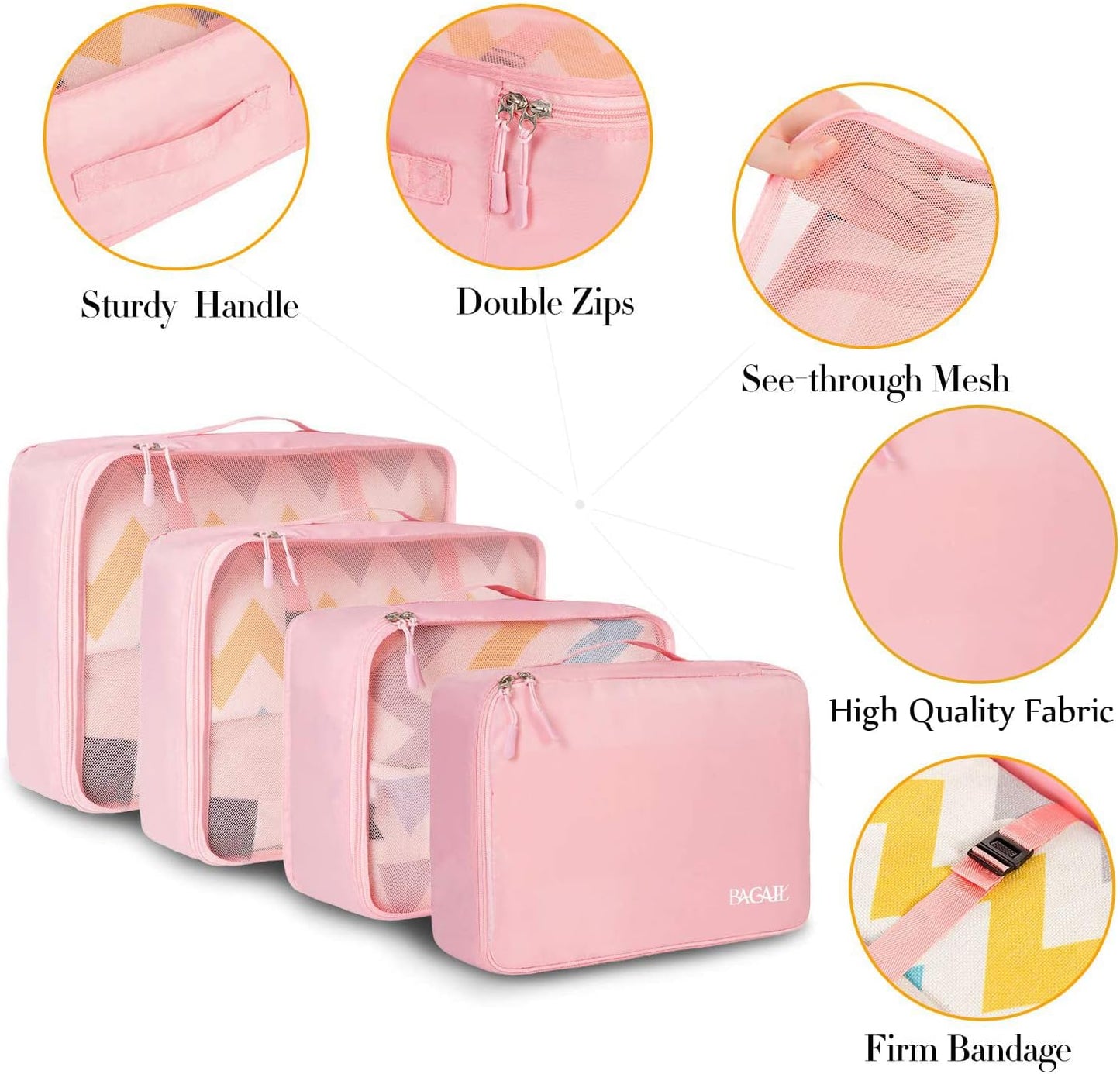 8 Set Packing Organizers for Travel Accessories (Blush Pink)