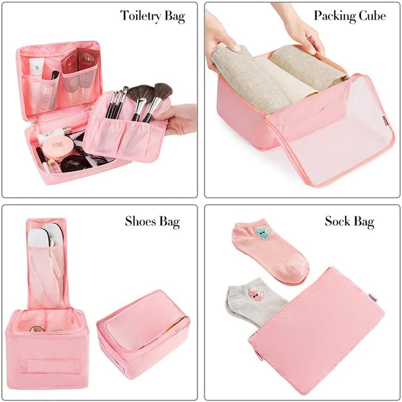8 Set Packing Organizers for Travel Accessories (Blush Pink)