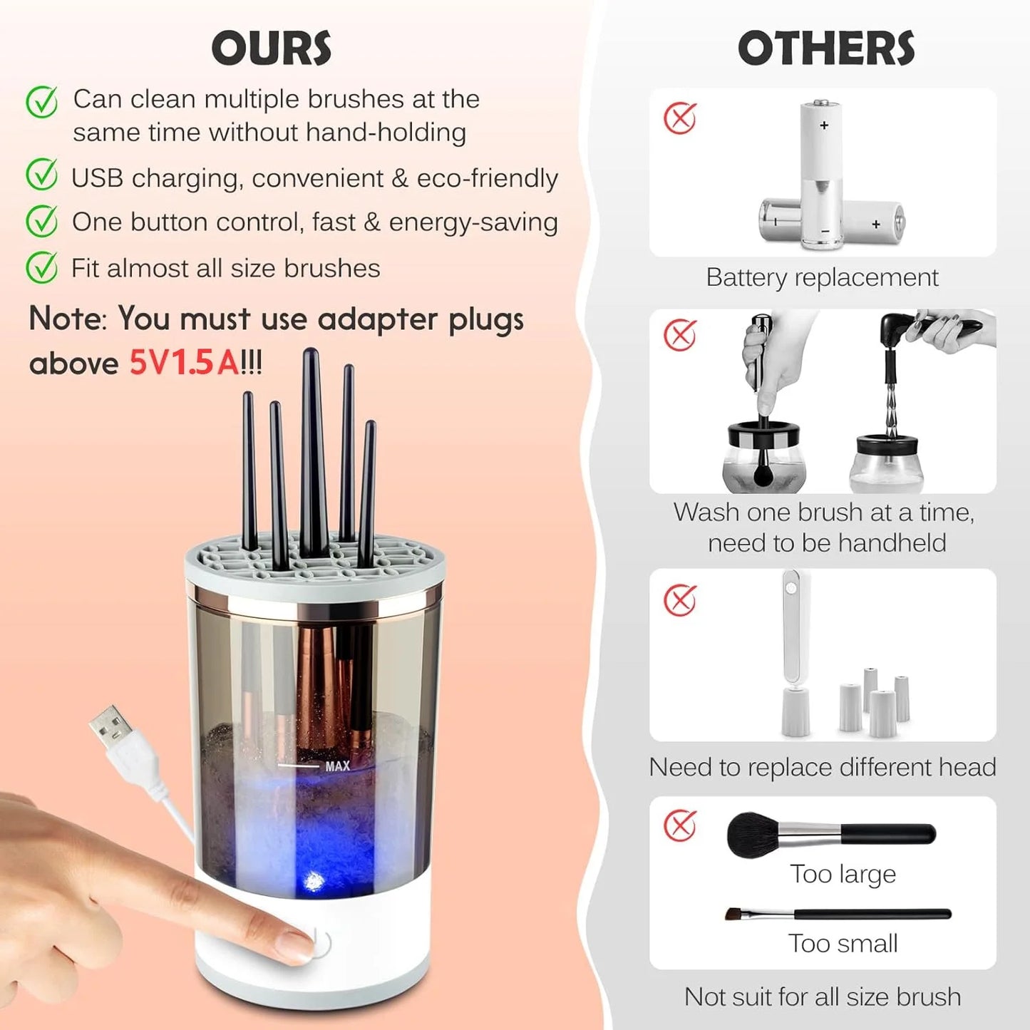 Electric , Cosmetic Brush Cleaner