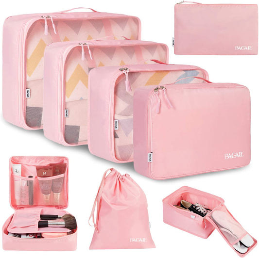 8 Set Packing Organizers for Travel Accessories (Blush Pink)