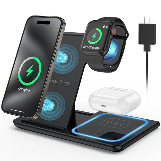 3 in 1 Wireless Charger, 18W Fast Charging Station for Iphone 15/14/13/12 /11/Pro Max/12 Pro