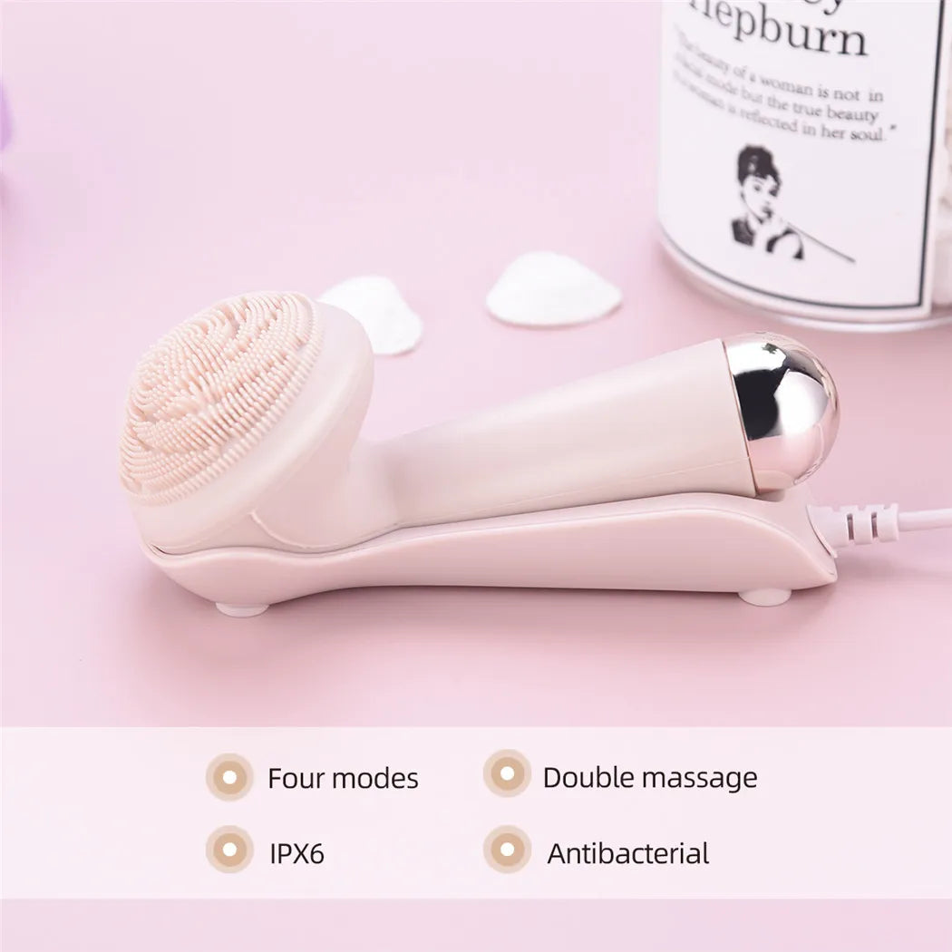 Electric Silicone Facial Brush Cleaner Vibration Roller