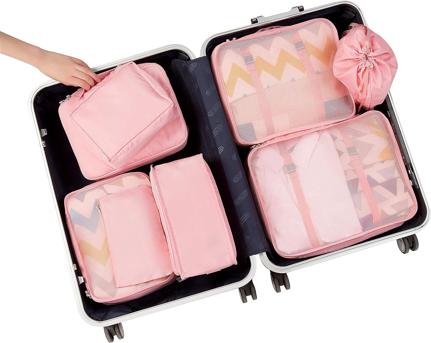 8 Set Packing Organizers for Travel Accessories (Blush Pink)