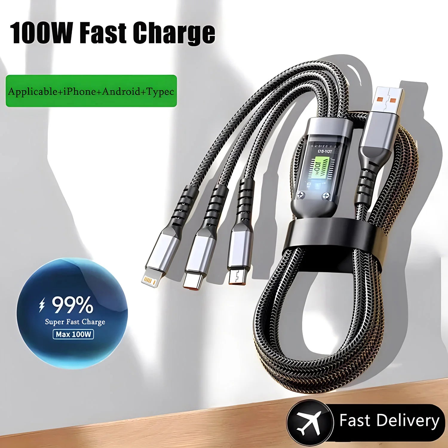 3 in 1 Charging Cable, Universal with Type-C Micro