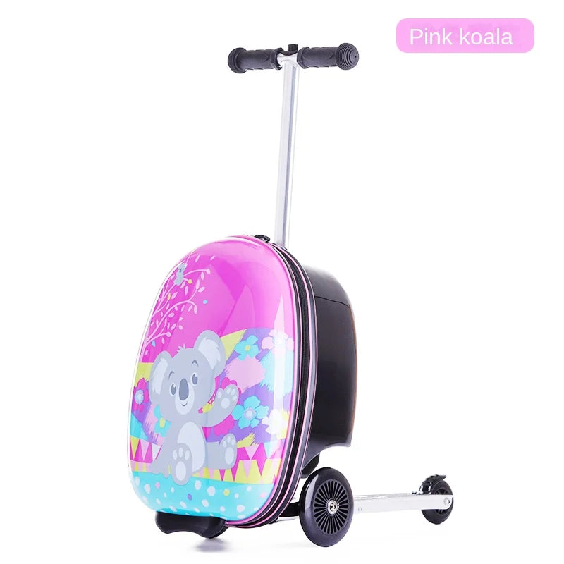 Cute Kids Scooter Luggage – 18” Hard Shell Folding Trolley Bag