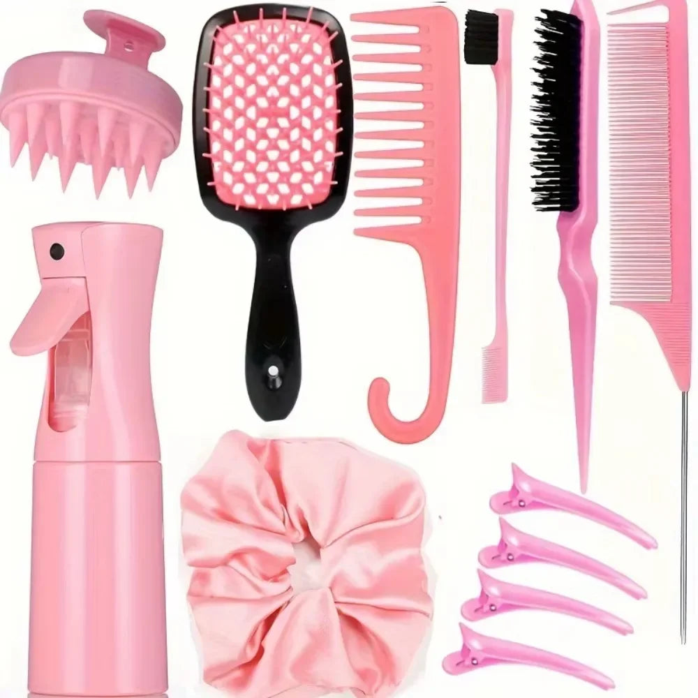 4-Piece Hair Styling Comb Set – Includes Edge Brush & Tail Comb for All Hair Types