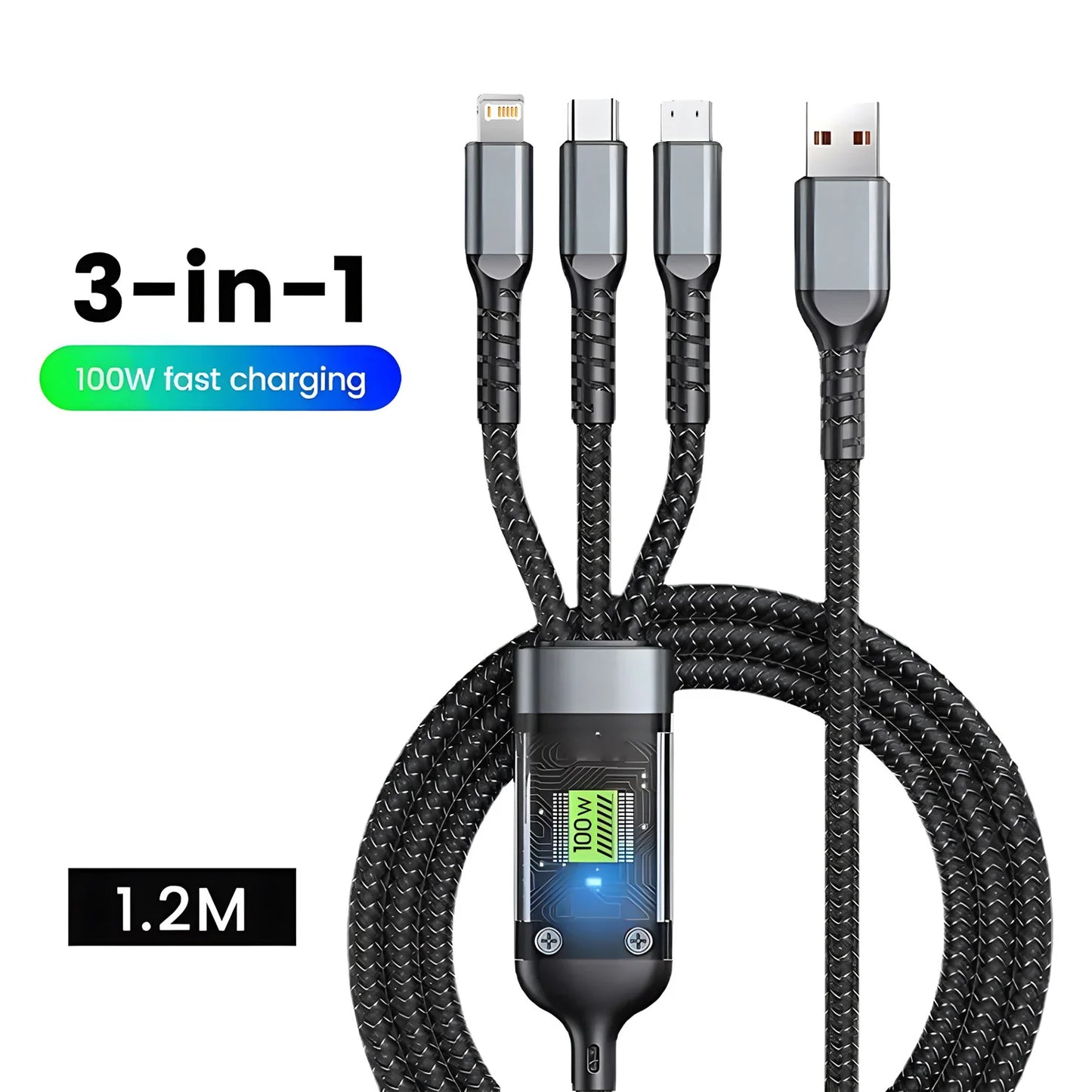 3 in 1 Charging Cable, Universal with Type-C Micro