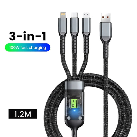 3 in 1 Charging Cable, Universal with Type-C Micro