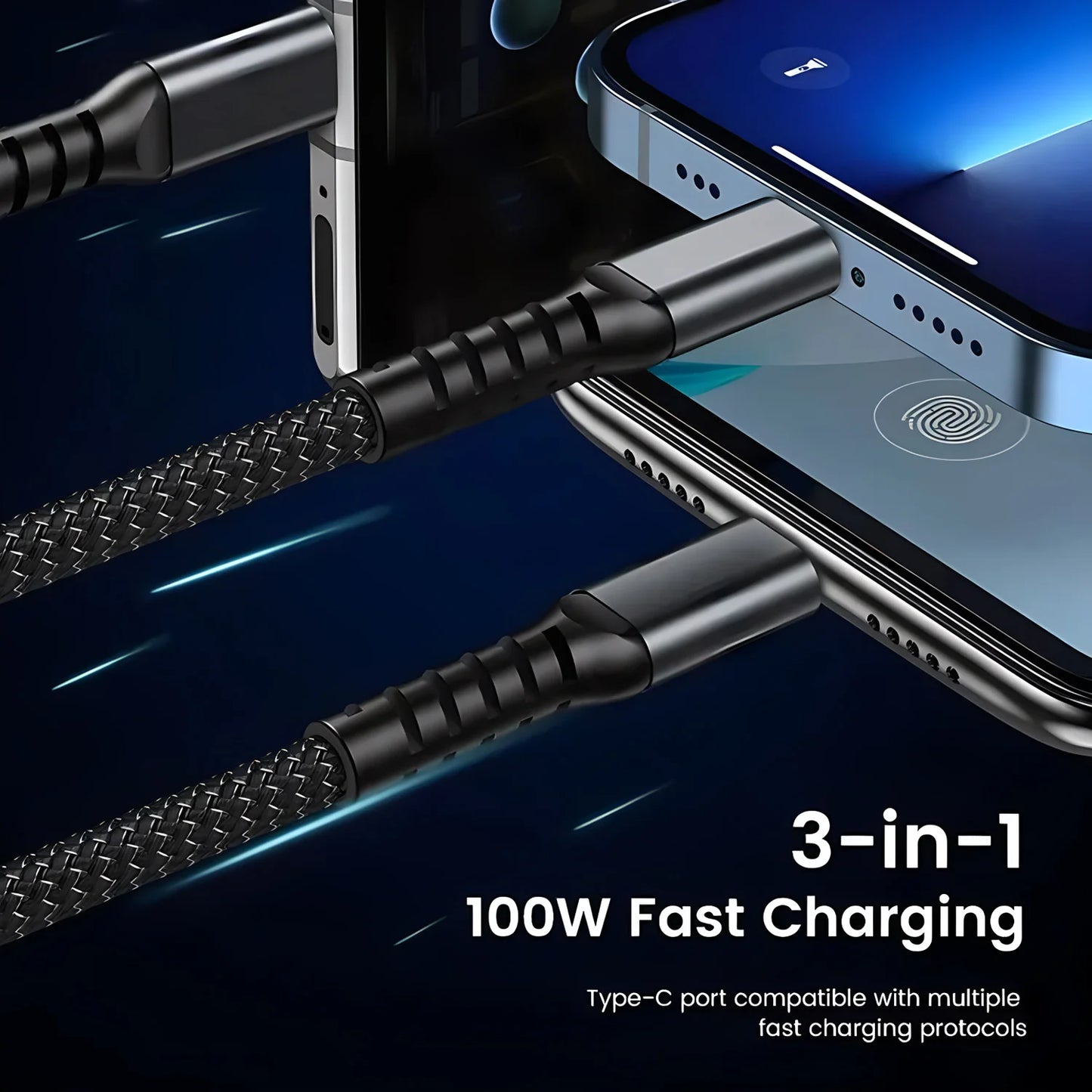 3 in 1 Charging Cable, Universal with Type-C Micro