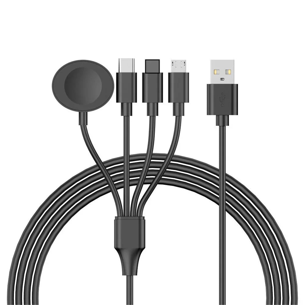 4-in-2 Fast Charging Cable for iWatch, iPhone, AirPods, iPad, and USB-C