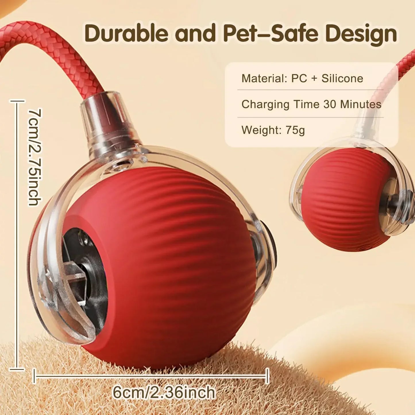 Interactive Cat Ball Toy – Automatic Rolling & Rechargeable