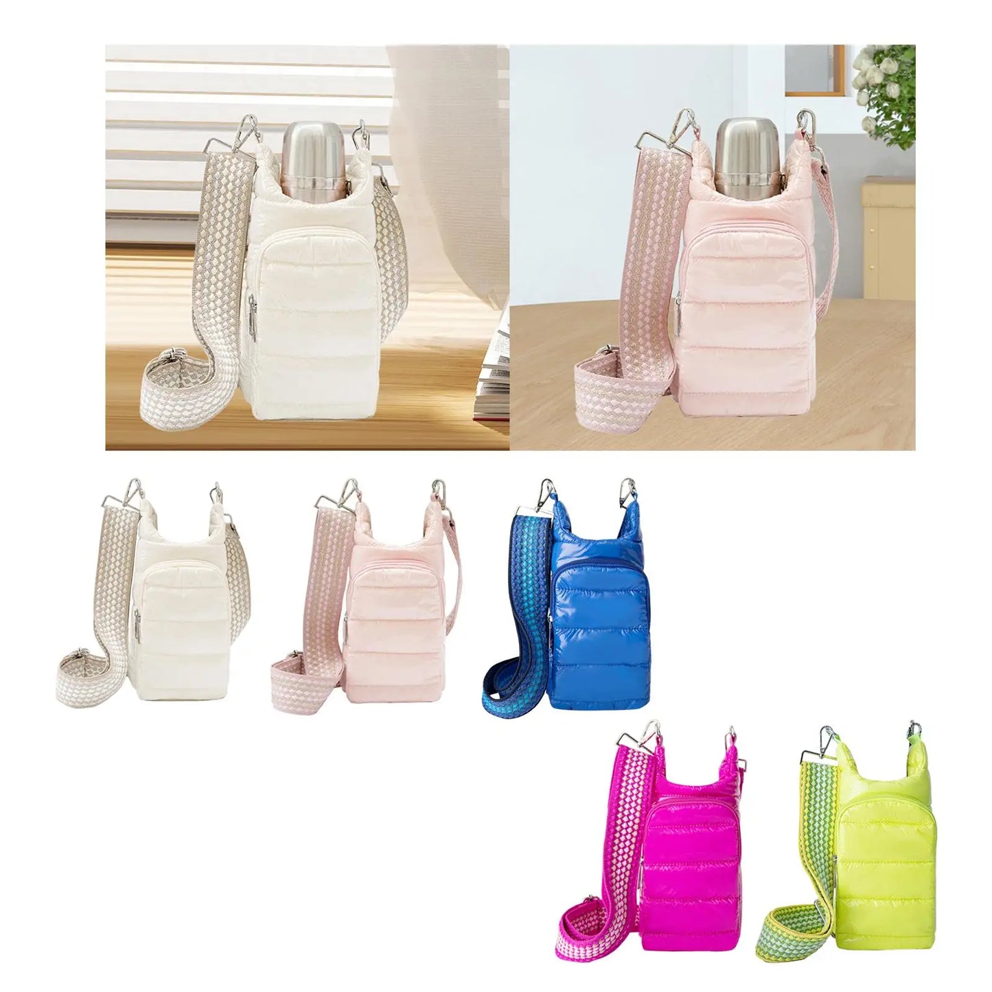 Water Bottle Shoulder Bag with Removable Strap