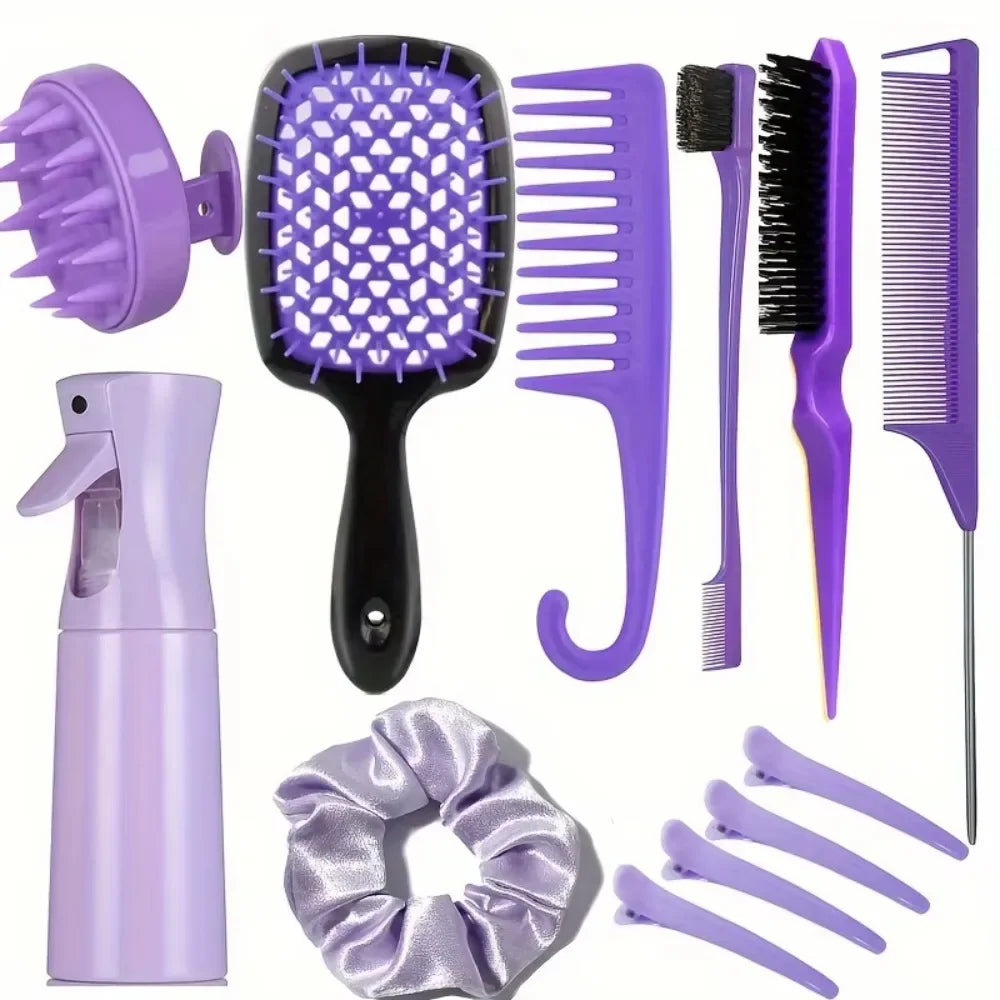 4-Piece Hair Styling Comb Set – Includes Edge Brush & Tail Comb for All Hair Types