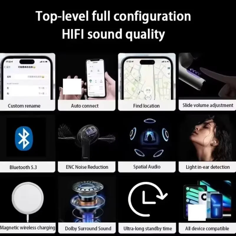 2025 Noise Cancelling Bluetooth Earphones with Charging Case (compatible with Pro2 & Air4)