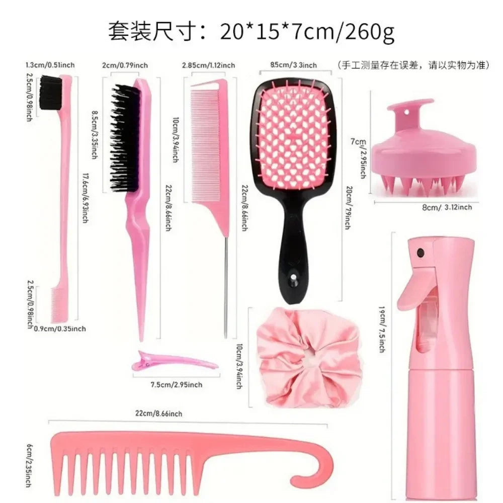 4-Piece Hair Styling Comb Set – Includes Edge Brush & Tail Comb for All Hair Types