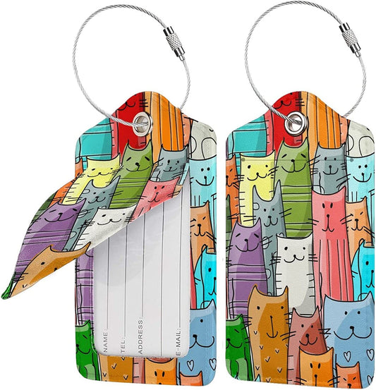 Smiling Cat Luggage Tags Set of 2