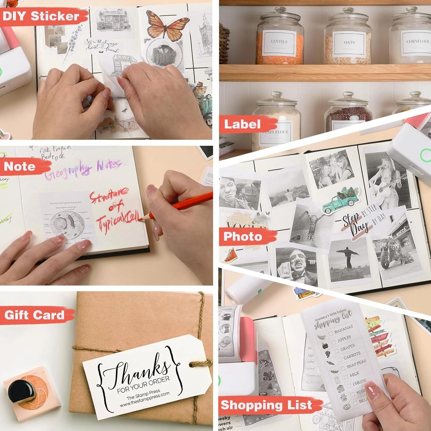 Thermal Mini Printer, Portable Inkless Sticker Maker, Bluetooth Printer