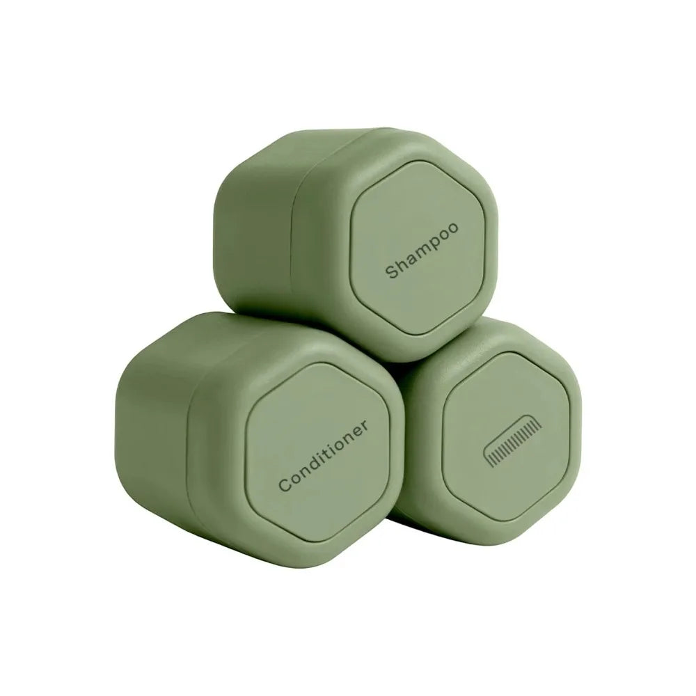 3-Pack Magnetic Travel Cosmetic Dispenser – Stackable Bottles for Cream & Sunscreen