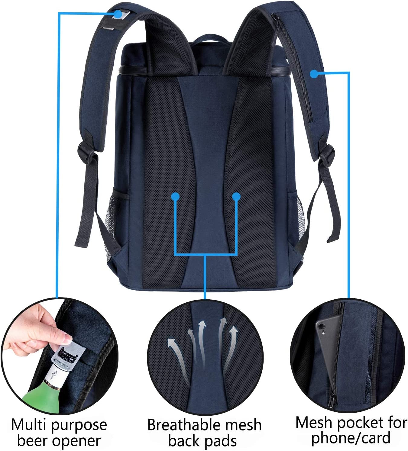 Insulated Cooler Backpack Lightweight Soft Cooler Bag Leakproof 