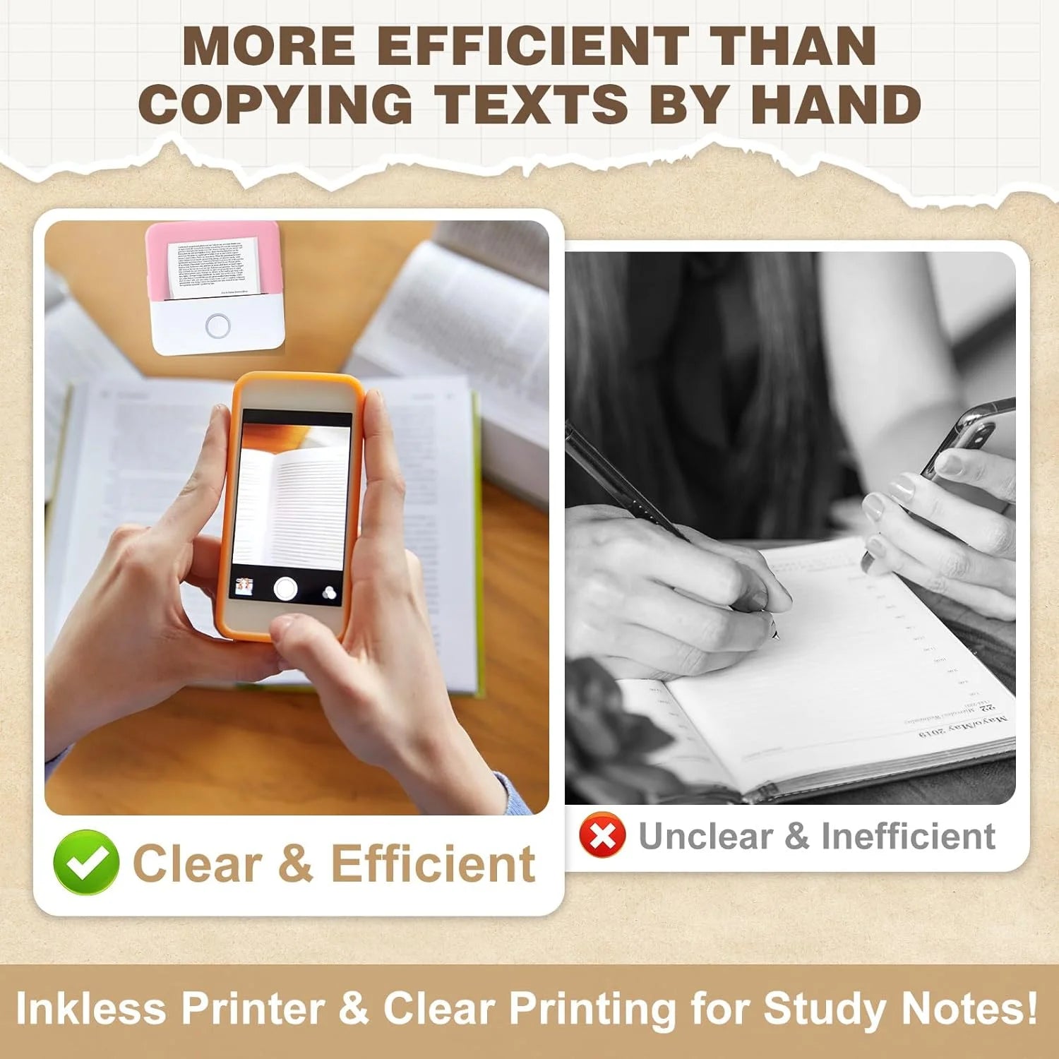 Thermal Mini Printer, Portable Inkless Sticker Maker, Bluetooth Printer 