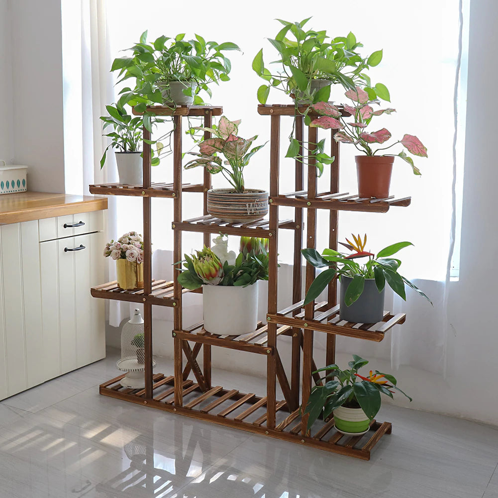 UNHO Multi-Tier Plant Stand, 46In Height Wood 