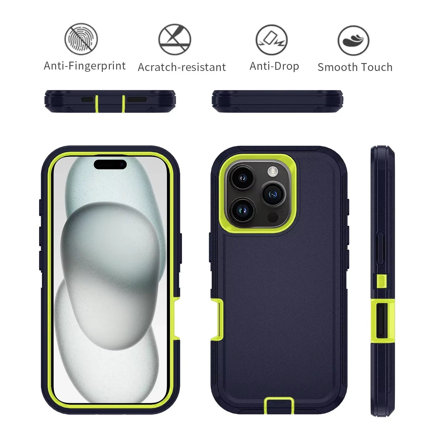 Shockproof Phone Case with Clip – Fits iPhone 15 to 16 Pro Max