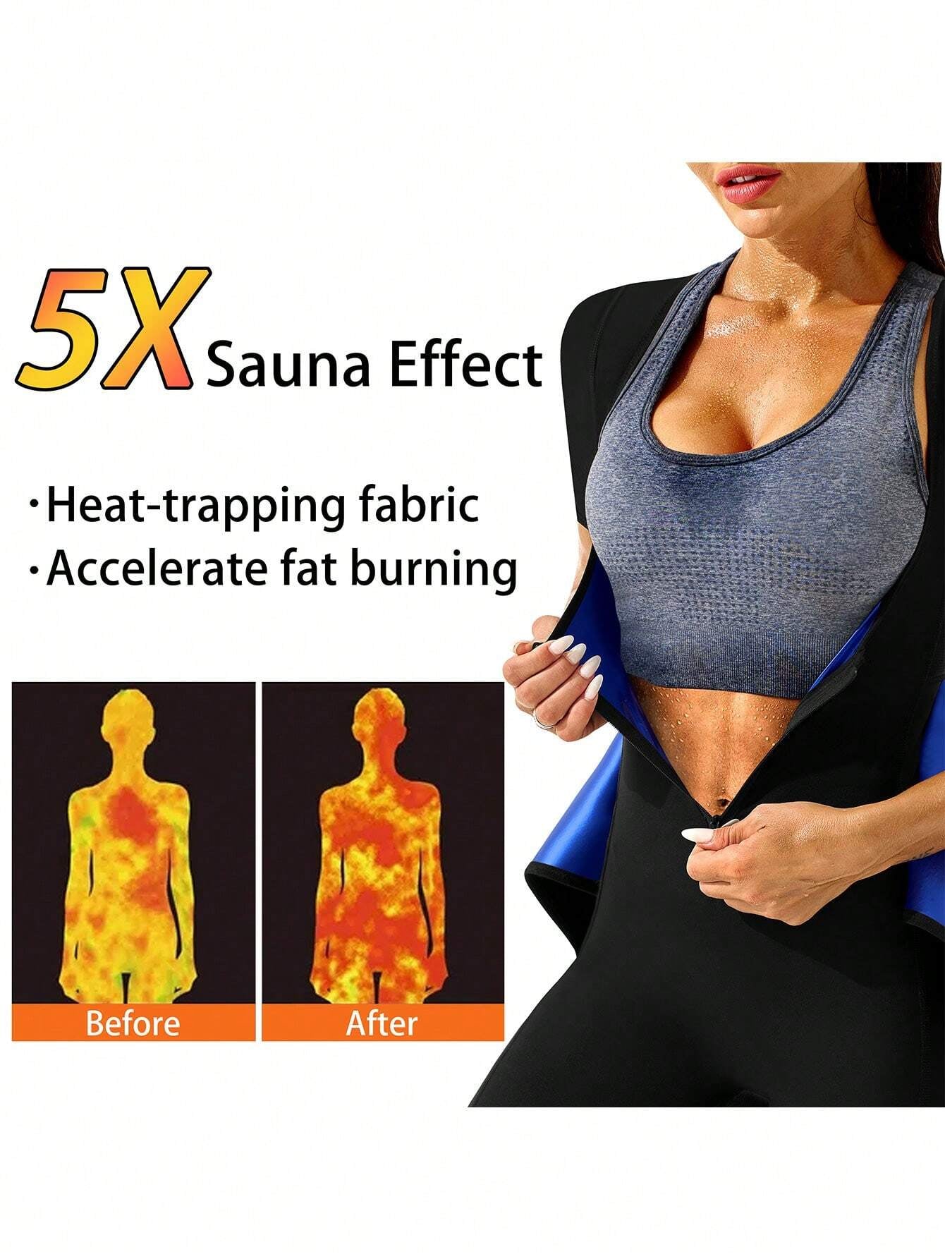 4-In-1 Full Body Sauna Sweat Suit for Women Waist Trainer/Trimmer Belt