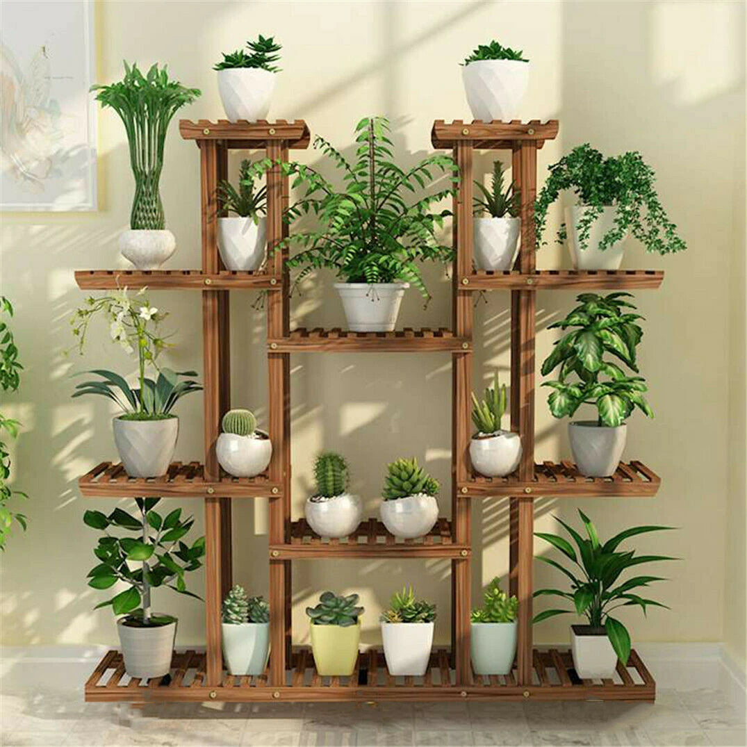 UNHO Multi-Tier Plant Stand, 46In Height Wood 