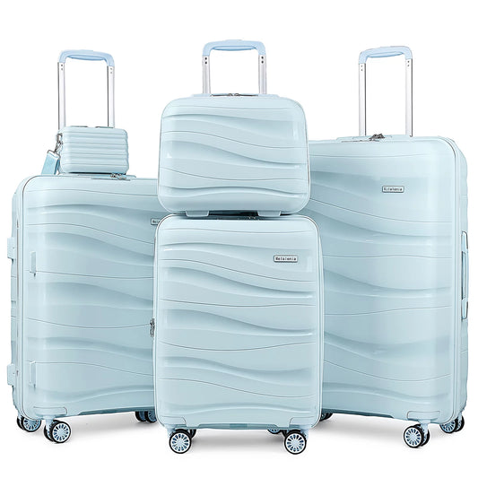 - 5 Luggage Sets PP Hardside Spinner Luggage - （Expandable Carry-On Suitcase20"）（ 24" 28")