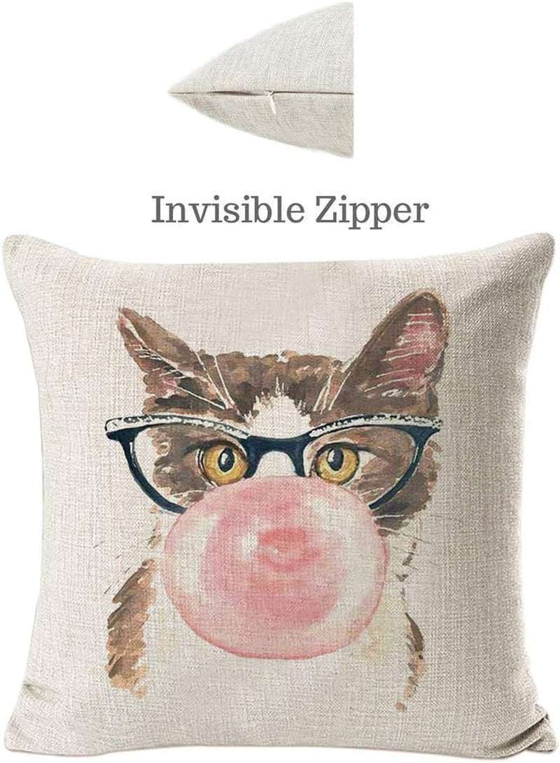 Throw Pillow Covers Cat Pillow Cases, 18" X 18",Set of 4