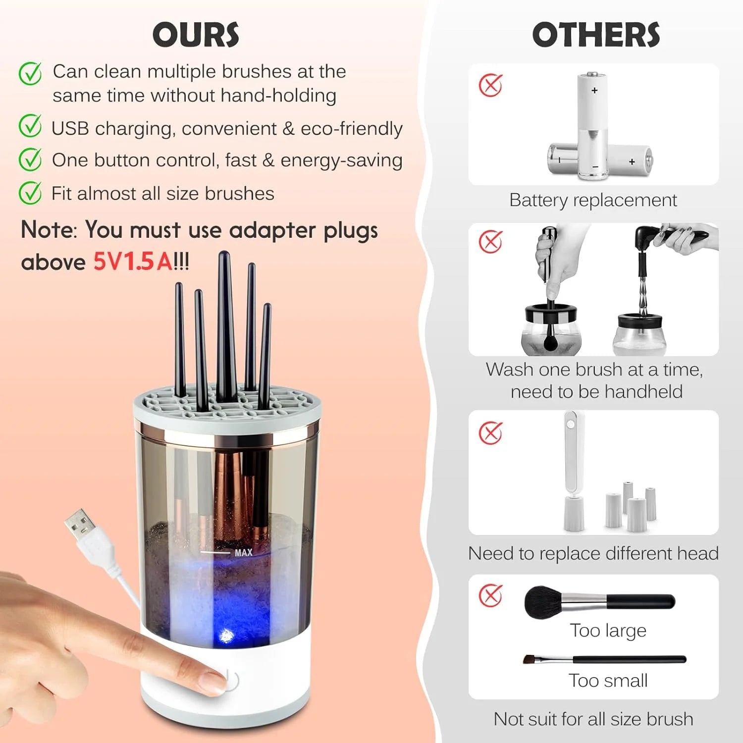 Electric , Cosmetic Brush Cleaner