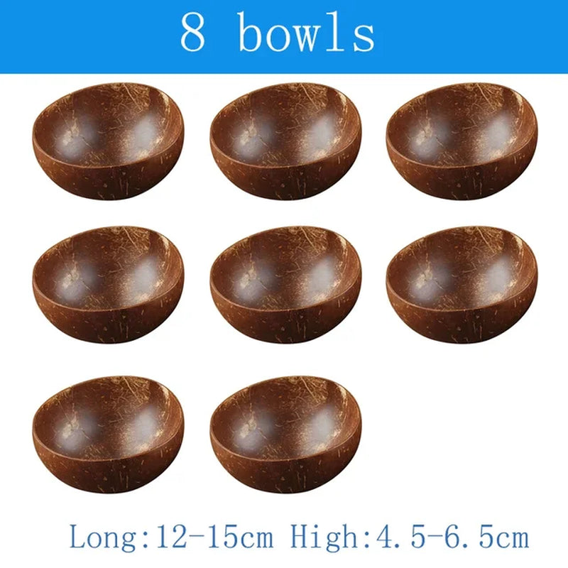 Natural Coconut Bowl 12-15Cm Handmade Wooden Tableware Wood Spoon 