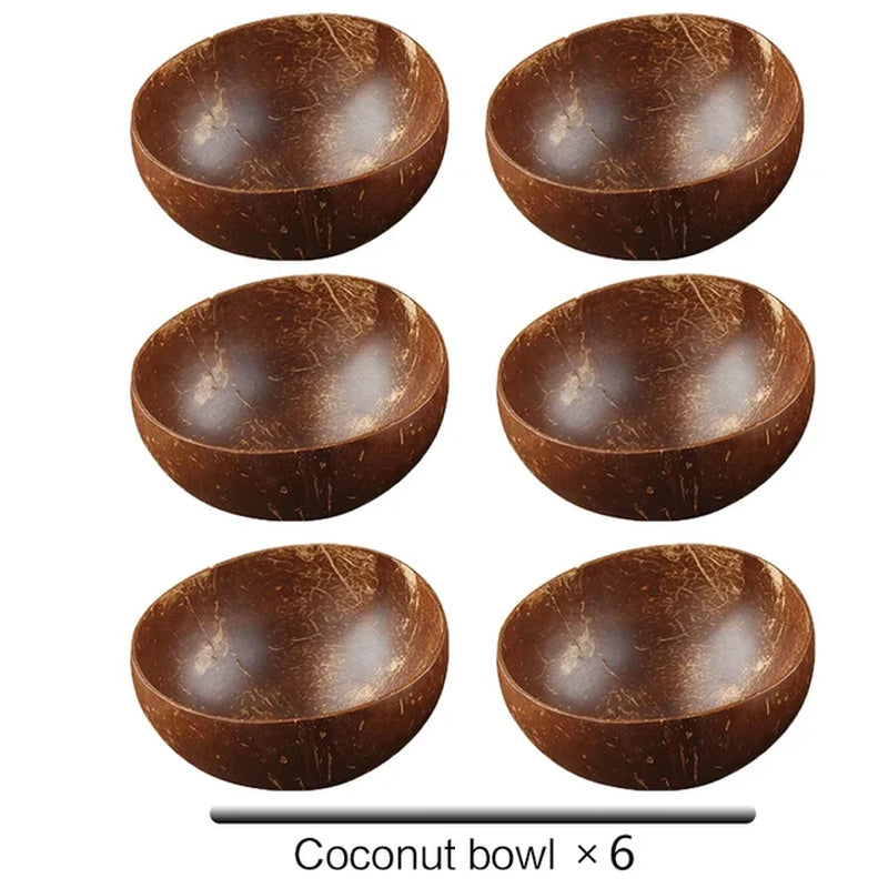 Natural Coconut Bowl 12-15Cm Handmade Wooden Tableware Wood Spoon 