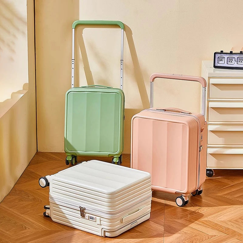 Compact Carry-On Suitcase with Wide Handle, USB & Cup Holder (18/20 Inch)