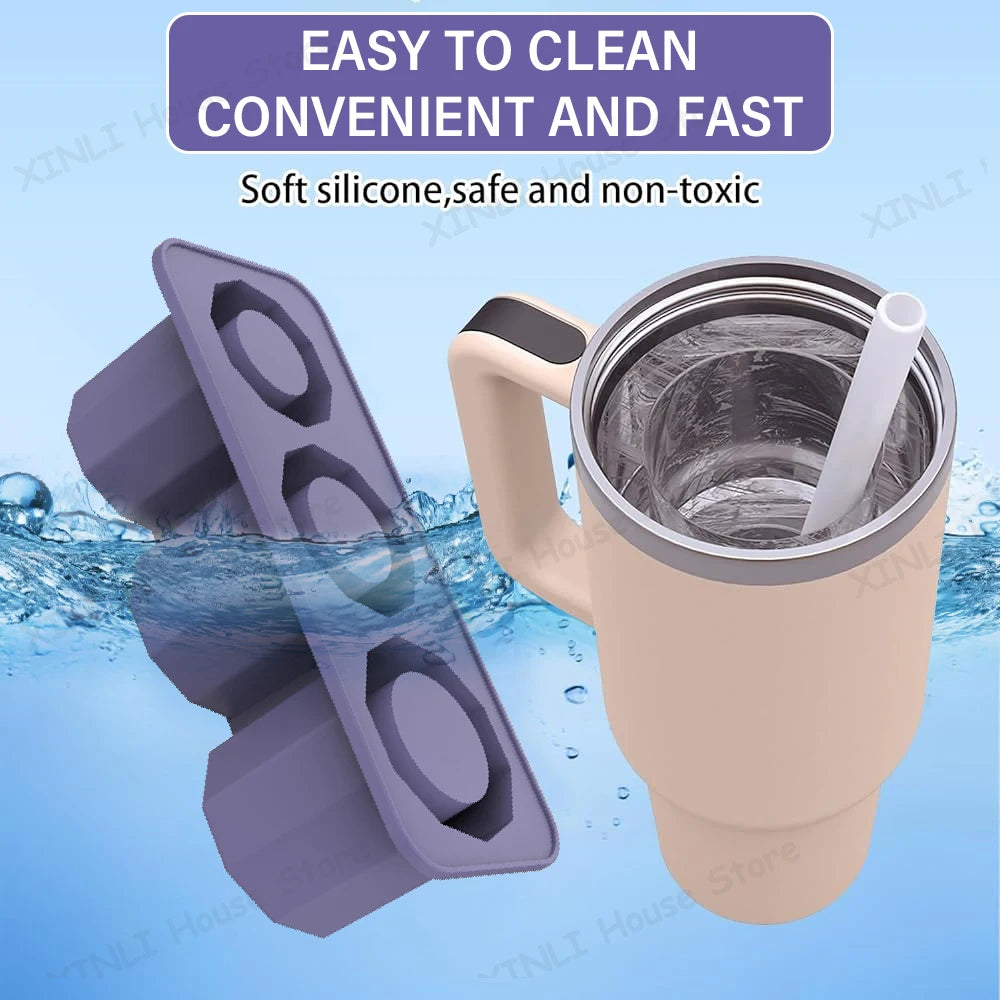 Silicone Ice Cube Tray Cylinder Ice Mold with Lid for 20-40 Oz Tumblers