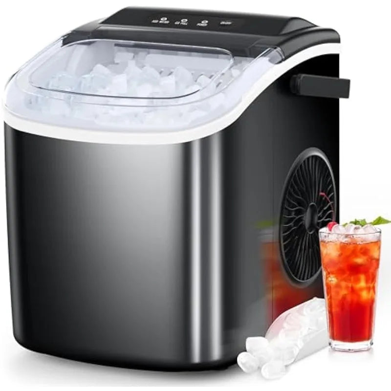 COWSAR Ice Maker Countertop, Portable Ice Machine with Self-Cleaning, 26.5Lbs/24Hrs, 9 Bullet Cubes in 6 Mins