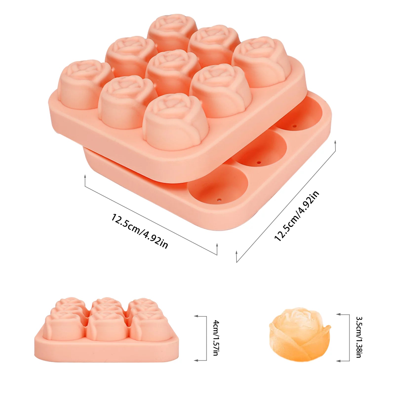 2Pcs Silicone Ice Cube Tray, Rose Ice Molds 