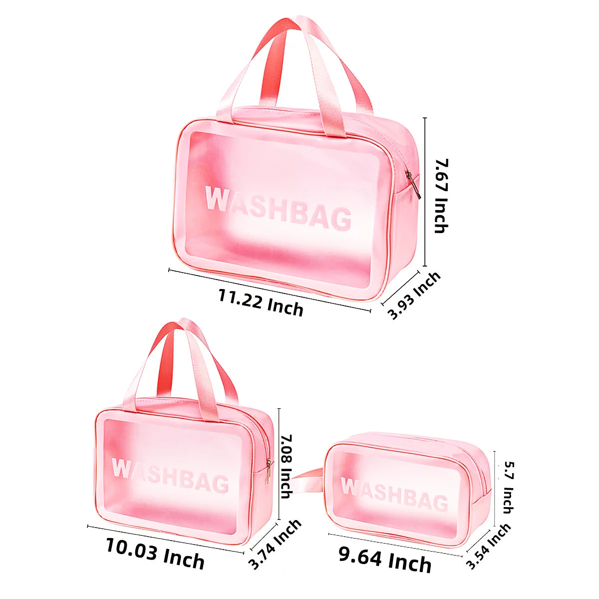 Pink Transparent Travel Toiletry and Cosmetic Bag – Organizer and Accessories