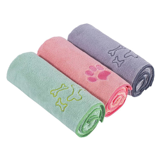 Microfiber Pet Towel, 3 Pack Large Pet Bath Towels 40 X 20