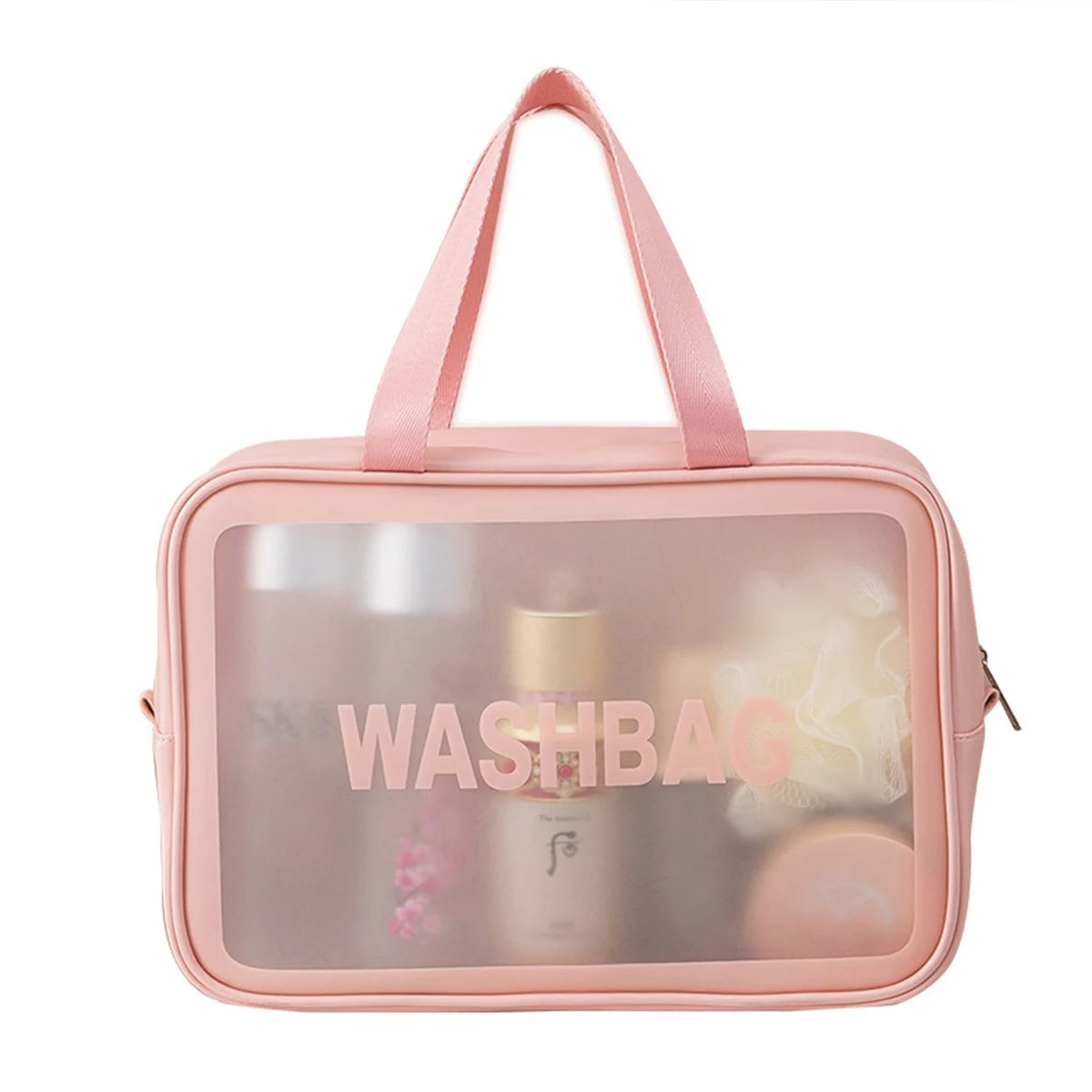 Pink Transparent Travel Toiletry and Cosmetic Bag – Organizer and Accessories