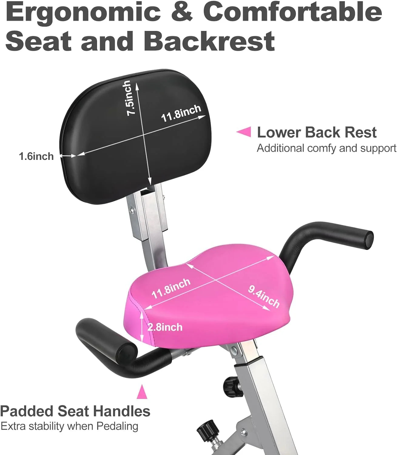 Portable Folding Exercise Bike with Pulse Sensor LCD Monitor