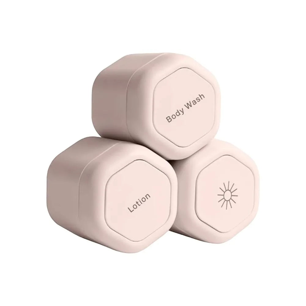 3-Pack Magnetic Travel Cosmetic Dispenser – Stackable Bottles for Cream & Sunscreen