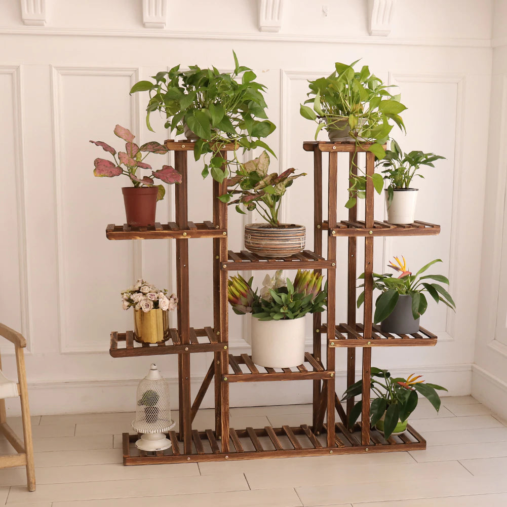 UNHO Multi-Tier Plant Stand, 46In Height Wood 