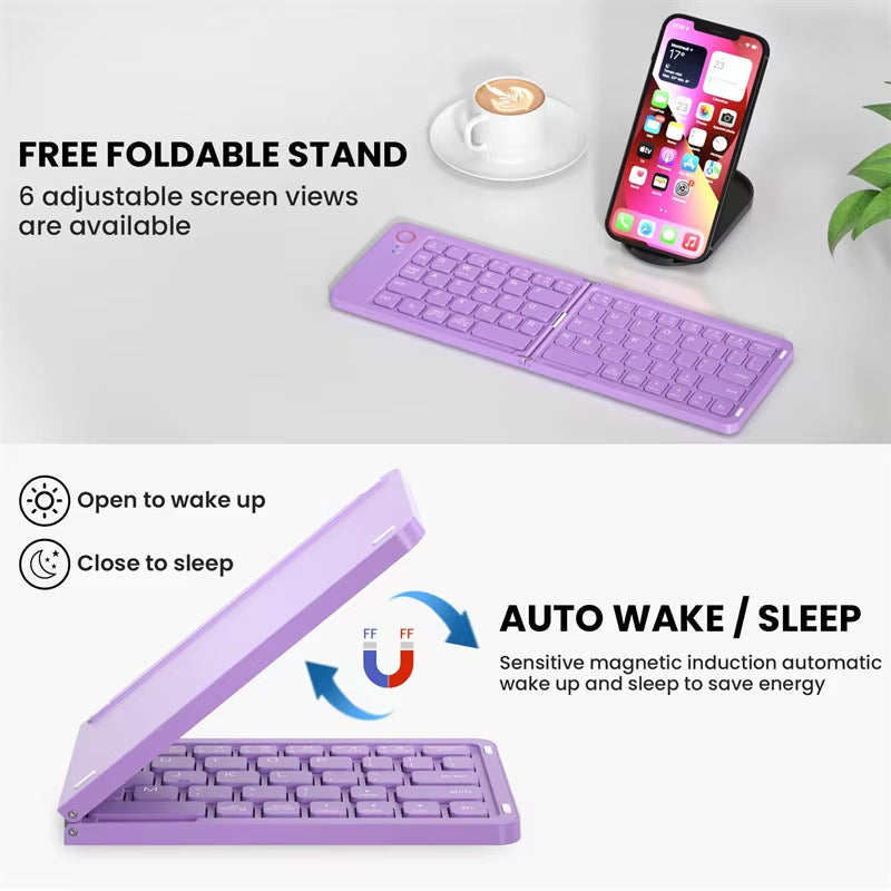 Portable Foldable Bluetooth Keyboard for iOS, Android, and Windows Devices