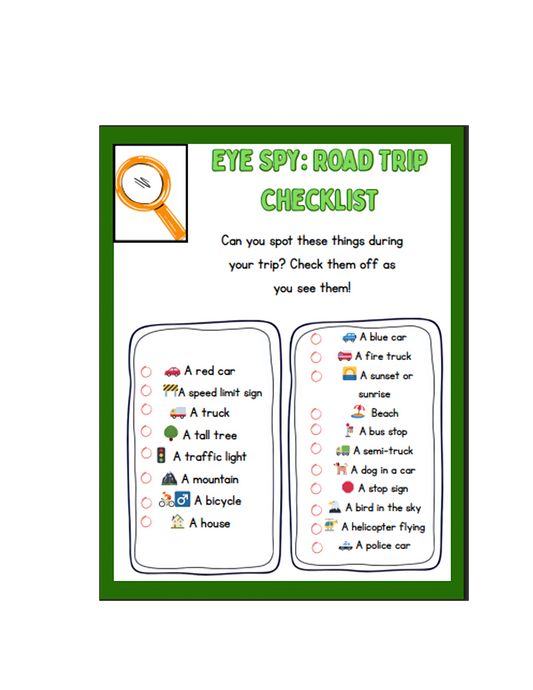 ✨ I Spy Road Trip Adventure Checklist for Kids 🚗🗺️