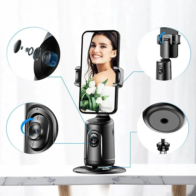 360° Auto Tracking Phone Mount – Smart Face & Body Follow Stand